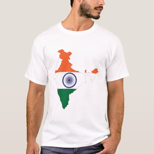 Camiseta Bandeira da Índia no mapa (Frente)