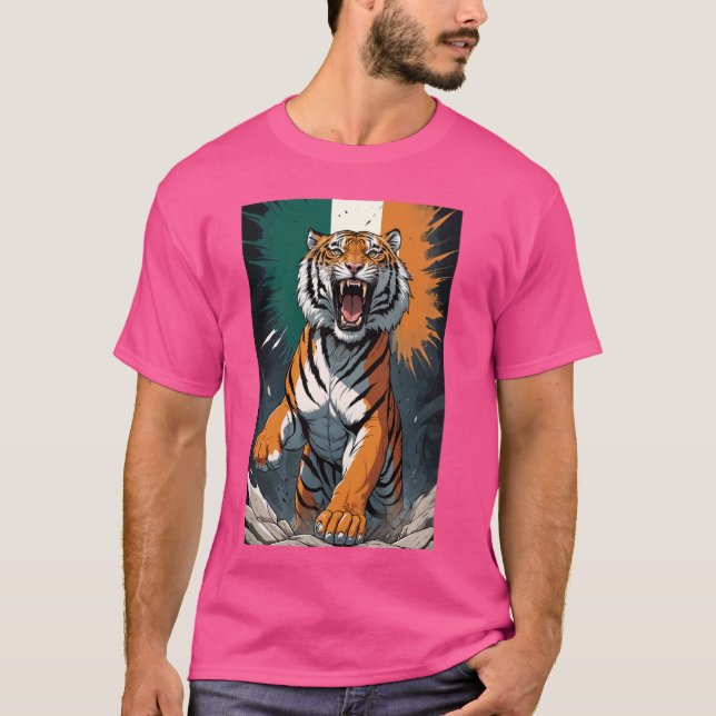 Camiseta Bandeira da Índia Tigre de Bengala (Frente)
