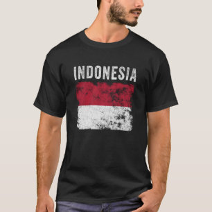 Camiseta Bandeira da Indonésia Distressed Homens Mulheres C