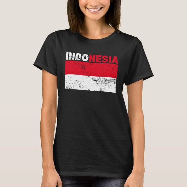 Camiseta Bandeira da Indonésia Vintage (Frente)
