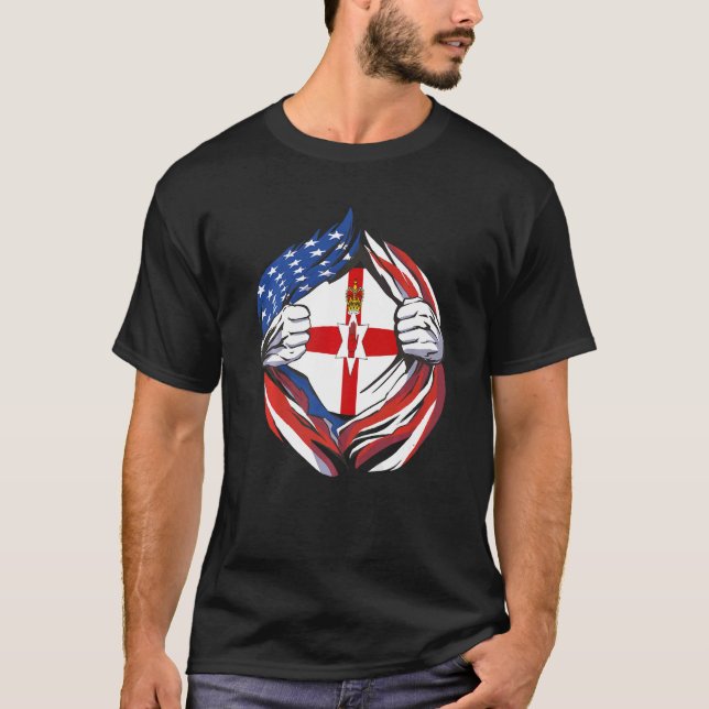 Camiseta Bandeira da Irlanda do norte Orgulho Americano do  (Frente)