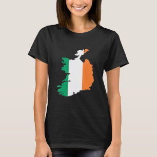 Camiseta bandeira da Irlanda no contorno da Irlanda Irlanda