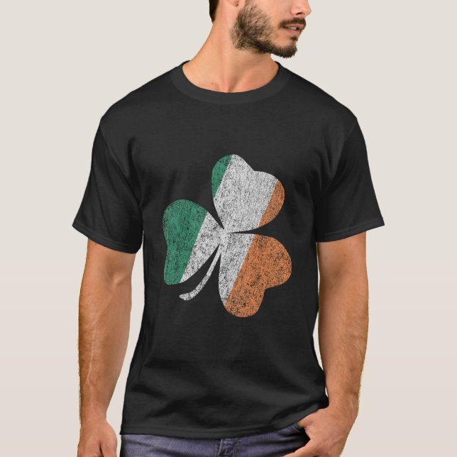 Camiseta Bandeira da Irlanda Trevo Dia de São Patrício (Frente)