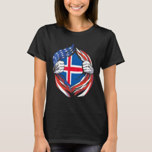 Camiseta Bandeira da Islândia Americano Orgulhoso Da Minha