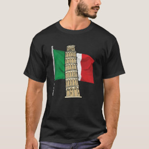 Camiseta Bandeira da Itália com Torre de Reboque de Pisa, t