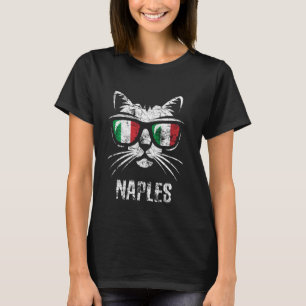 Camiseta Bandeira da Itália Gato Engraçado Vintage Nápoles