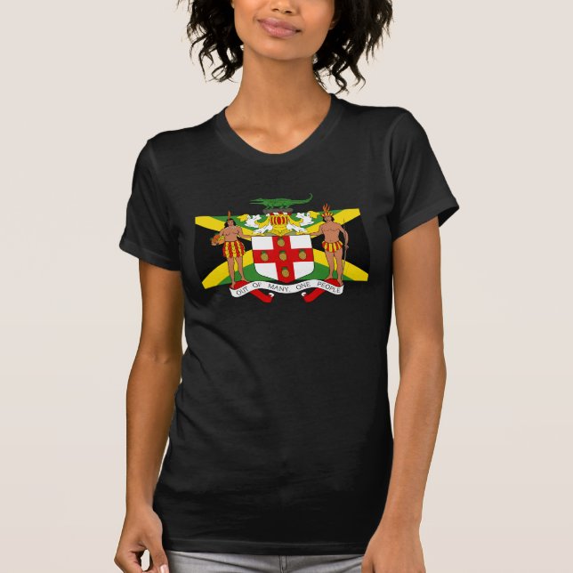 Camiseta Bandeira da Jamaica Casaco da Moda das Armas T-Shi (Frente)