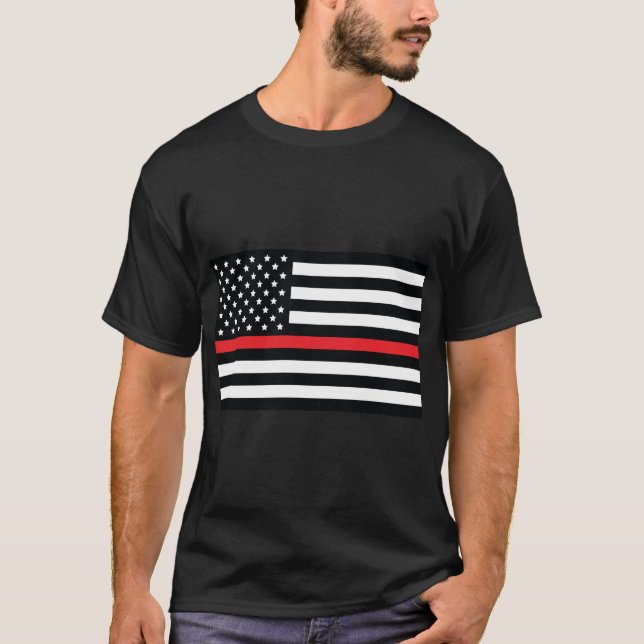 Camiseta Bandeira da linha vermelha, bandeira americana com (Frente)