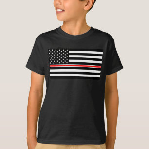 Camiseta Bandeira da Linha Vermelha Fina: Memorial ao Herói