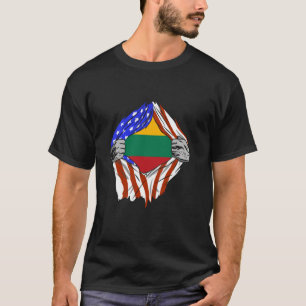 Camiseta Bandeira da Lituânia EUA América Orgulho Lituano P