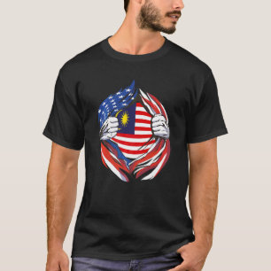 Camiseta Bandeira da Malásia Americano Orgulhoso Da Minha H