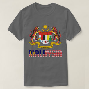 Camiseta Bandeira da Malásia e Casaco de Armas Patriótica