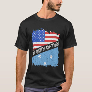 Camiseta Bandeira da Micronésia Eu sou ambos Micronésio EUA