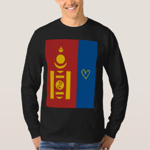 Camiseta Bandeira da Mongólia Coração Mongol Orgulhoso Patr