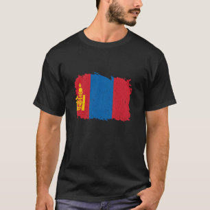 Camiseta Bandeira da Mongólia Orgulho Mongol Vintage Raízes