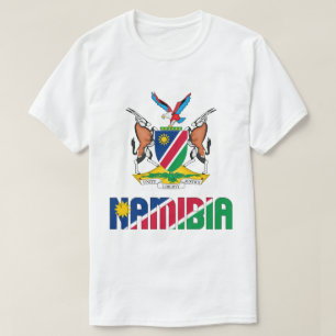 Camiseta Bandeira da Namíbia e Casaco de Armas Patriótica