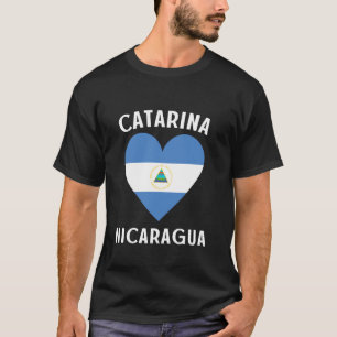 Camiseta Bandeira da Nicarágua Coração Cidade Catarina