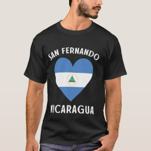 Camiseta Bandeira da Nicarágua Coração Cidade de San Fernan