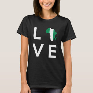 Camiseta Bandeira da Nigéria Amor África Silhueta do Contin