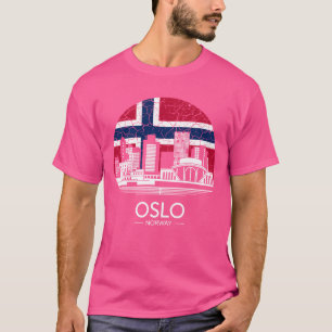 Camiseta Bandeira da Noruega da Cidade de Oslo engraçado