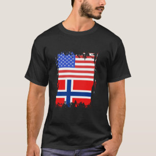 Camiseta Bandeira da Noruega EUA América Raízes Norueguesas