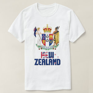 Camiseta Bandeira da Nova Zelândia e Casaco de Armas Patri