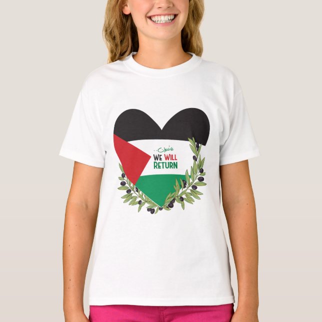 Camiseta Bandeira da Palestina e Ramos Olivais (Frente)