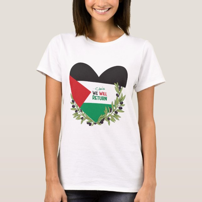 Camiseta Bandeira da Palestina e Ramos Olivais (Frente)