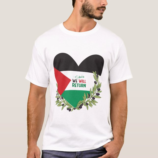 Camiseta Bandeira da Palestina e Ramos Olivais (Frente)