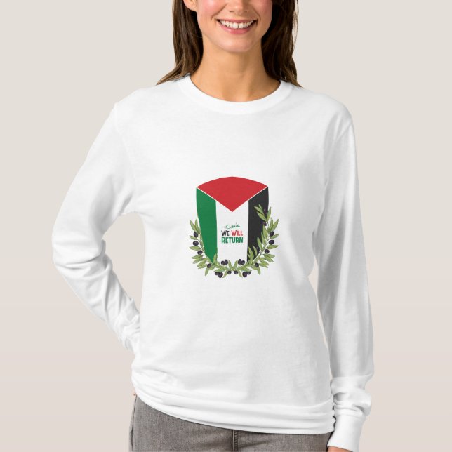Camiseta Bandeira da Palestina e Ramos Olivais (Frente)