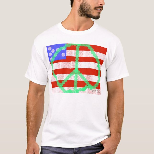 Camiseta Bandeira da paz por Frank Moore (Frente)