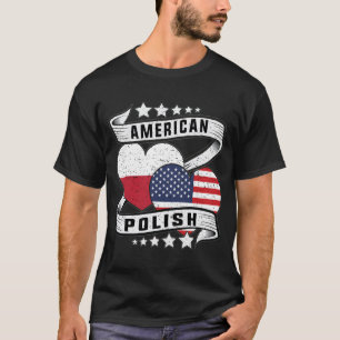 Camiseta Bandeira da Polônia e dos EUA Metade Americana Met