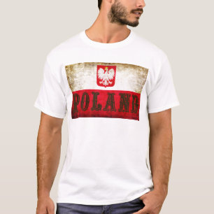 Camiseta Bandeira da Polônia Grunge