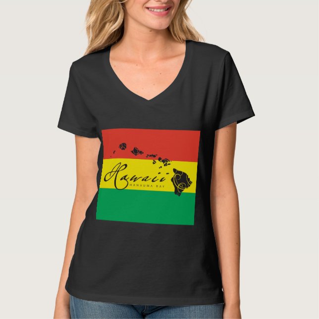 Camiseta Bandeira da reggae da ilha de Havaí (Frente)