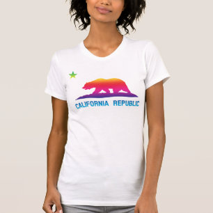 Camiseta Bandeira da república de Califórnia do arco-íri