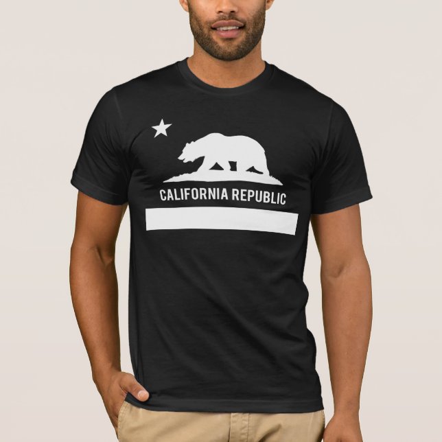 Camiseta Bandeira da república de Califórnia - preto (Frente)