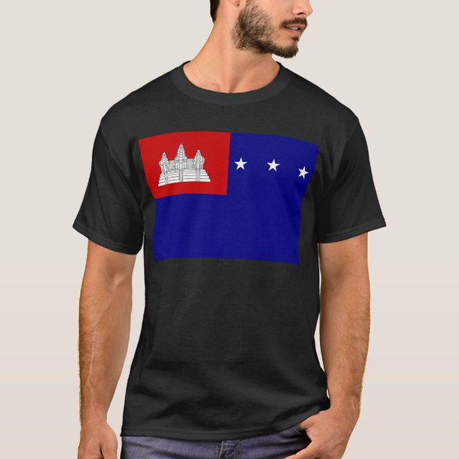 Camiseta Bandeira da república do Khmer (សាធារណរដ្ឋខ្មែរ) (Frente)