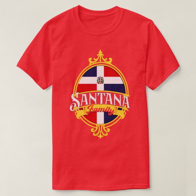 Camiseta Bandeira da República Dominicana da Família Santan (Frente do Design)