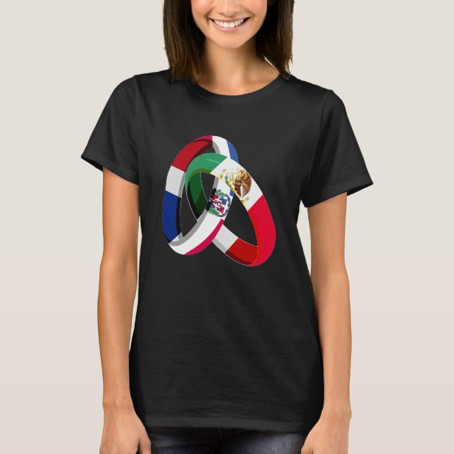 Camiseta Bandeira da República Dominicana México Casamento  (Frente)