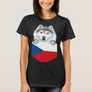 Camiseta Bandeira da República Tcheca Cachorro Husky Siberi