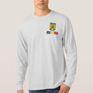 Camiseta Bandeira da Romênia e Casaco de Armas Patriótica