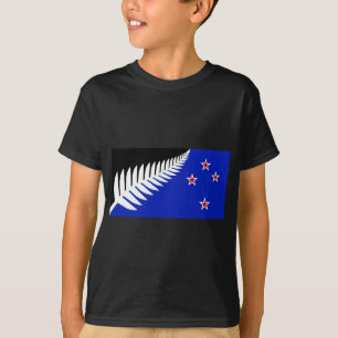 Camiseta Bandeira da Samambaia Prateada da Nova Zelândia