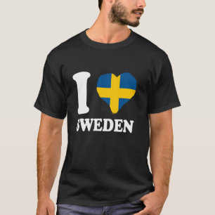 Camiseta Bandeira da Suécia Eu Amo Suécia Raízes Suecas Org