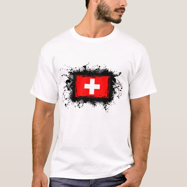 Camiseta Bandeira da suiça (Frente)