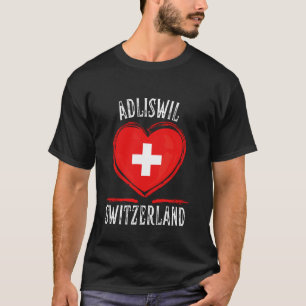 Camiseta Bandeira da Suíça Coração Cidade Adliswil
