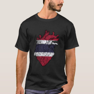 Camiseta Bandeira da Tailândia Coração Raízes Tailandesas O