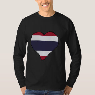 Camiseta Bandeira da Tailândia Coração Raízes Tailandesas O