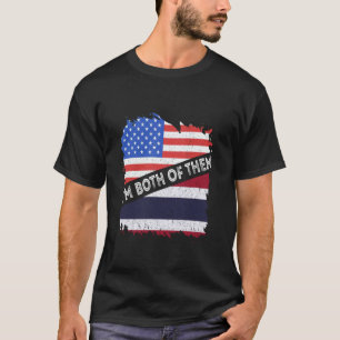 Camiseta Bandeira da Tailândia EUA América Eu Sou Ambos Tai