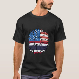 Camiseta Bandeira da Tailândia Girassol Orgulho Tailandês E