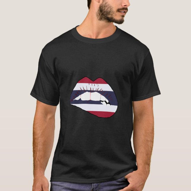 Camiseta Bandeira da Tailândia Lábio Tailandês Raízes Taila (Frente)